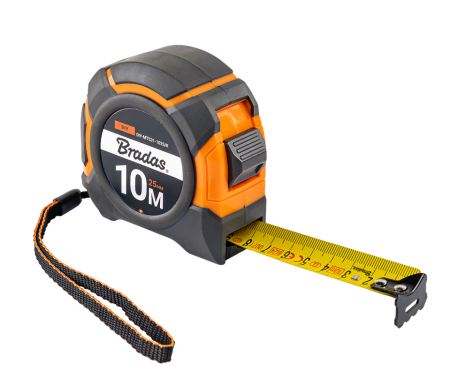 Svinovací metr 10m-25mm guma BRADAS